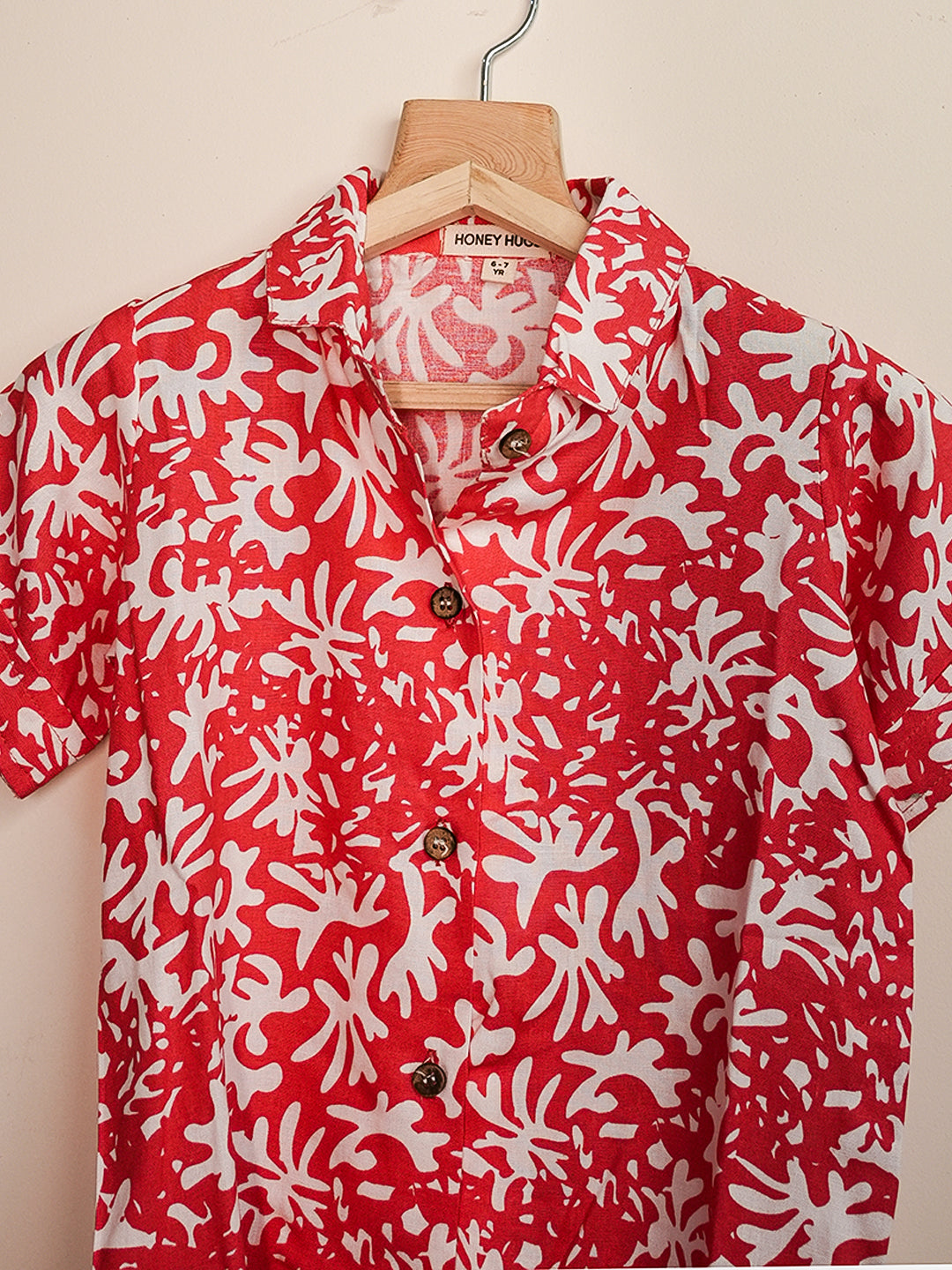 Red Printed Cotton Nightwear Set for Kids