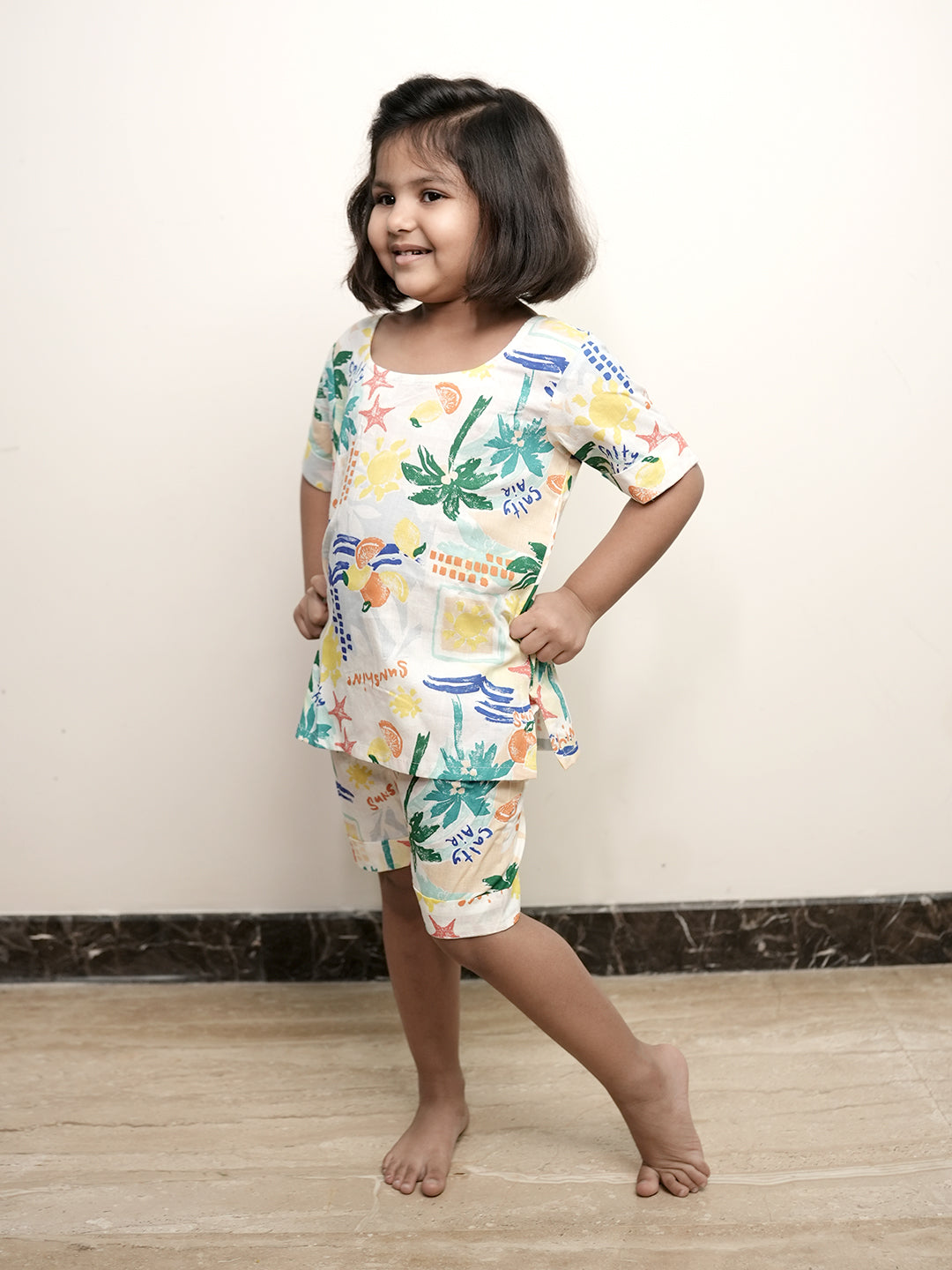 Honey Hugs Linen Top & Shorts Set – Coconut Tree Print