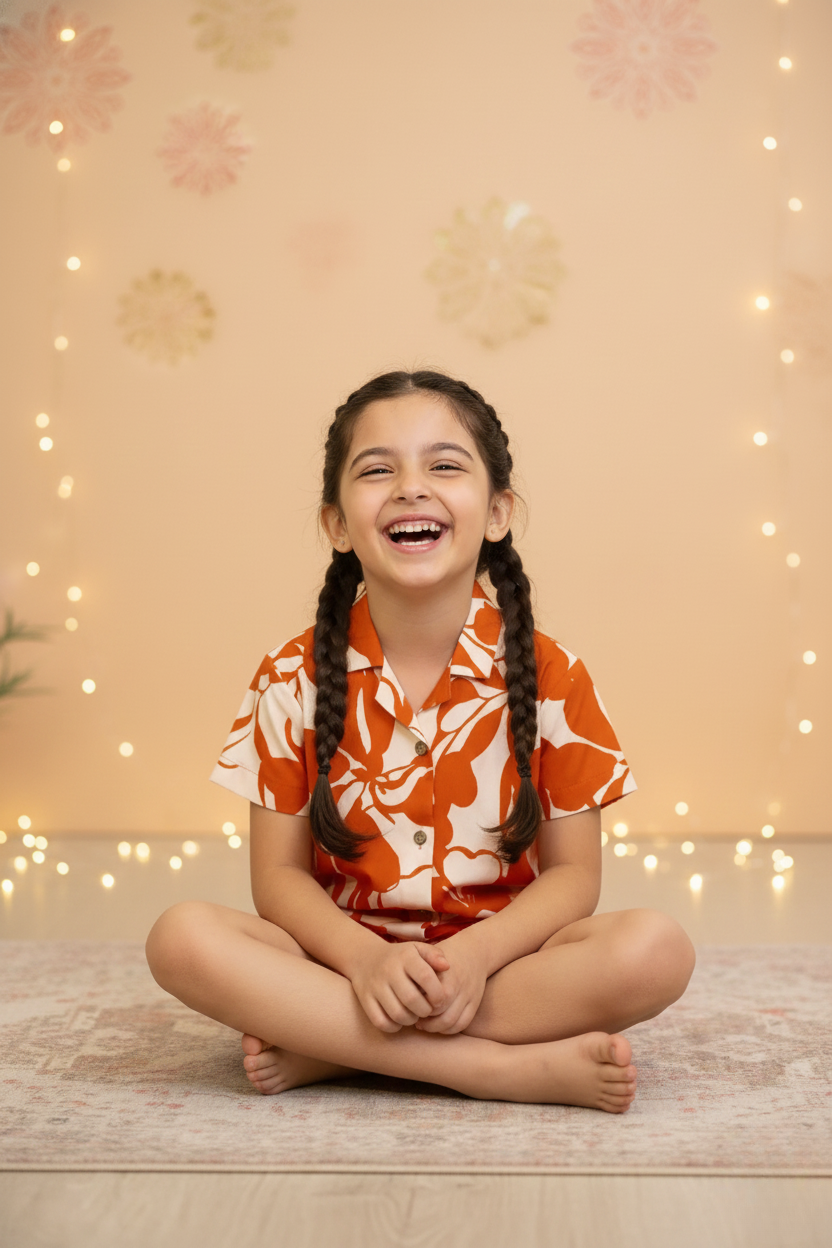 HoneyHugsKid Soft Rayon Cord Set for Kids – Orange