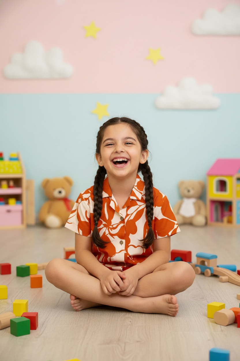 HoneyHugsKid Soft Rayon Cord Set for Kids – Orange